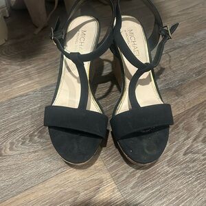 Michael Kors Black Wedge Shoes with Suede Finish